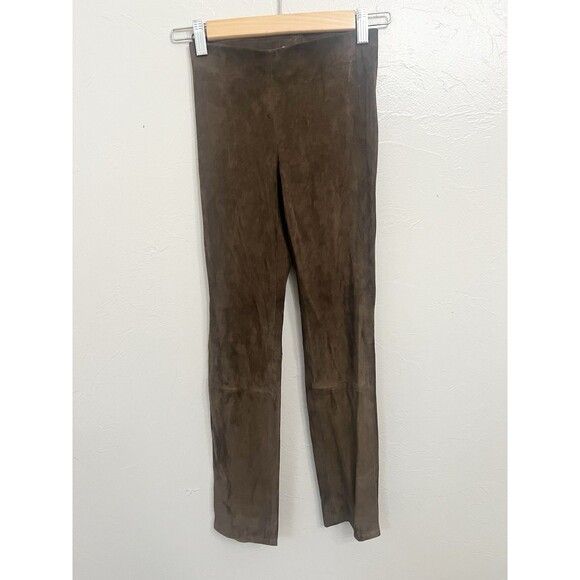 Vince Pants - Vince  Size XXS 0  XS 100% Lamb Leather Brown Pants Slit Luxury $499 Designer